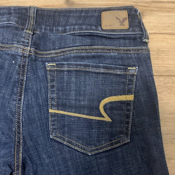 Women's American Eagle Denim Jeans Size 4 Blue Regular Artist Crop Stretch - Picture 5 of 11